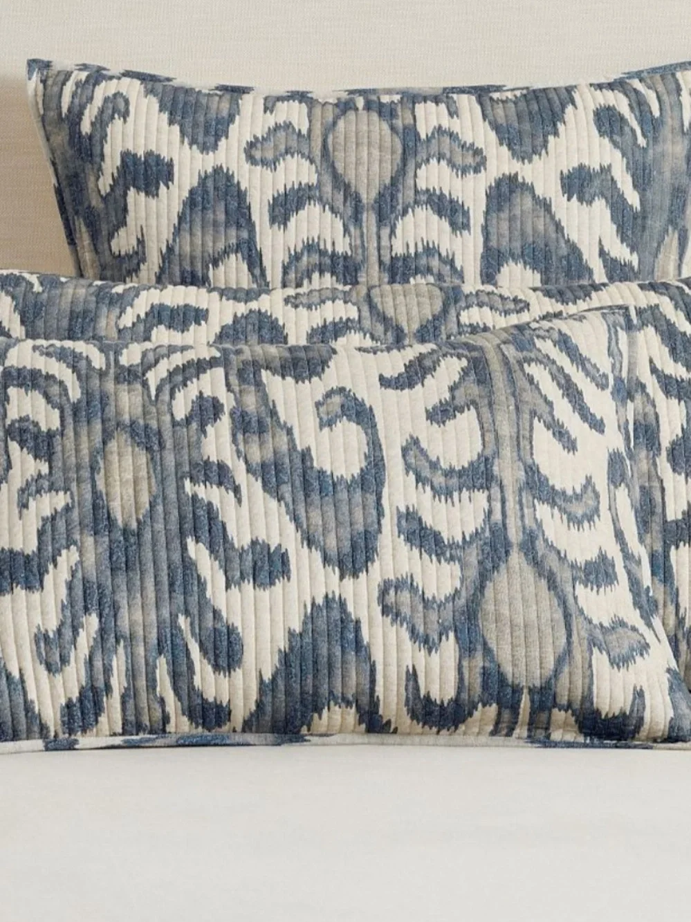 Pottery Barn Delancy Quilted Sham Euro Steel Blue 1 NWOT